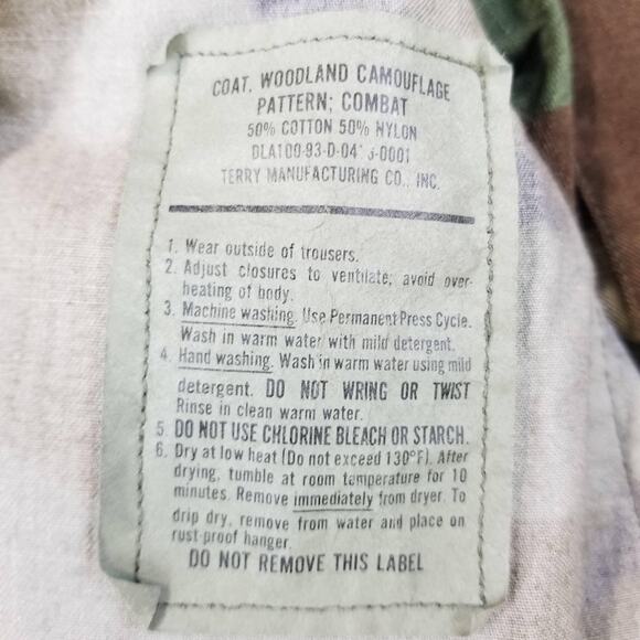 Vintage U.S. Air Force BDU Coat Mens Small Regular Woodland Camo Patches 90s - Picture 9 of 10